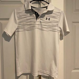 Boy’s White and Grey Under Armour Shirt! Youth L